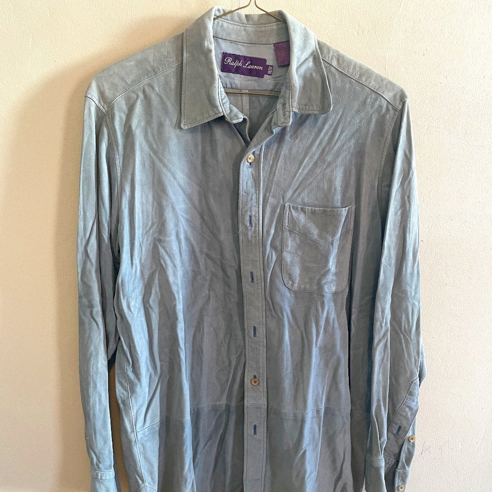 Ralph Lauren Purple Label Suede Overshirt - Medium